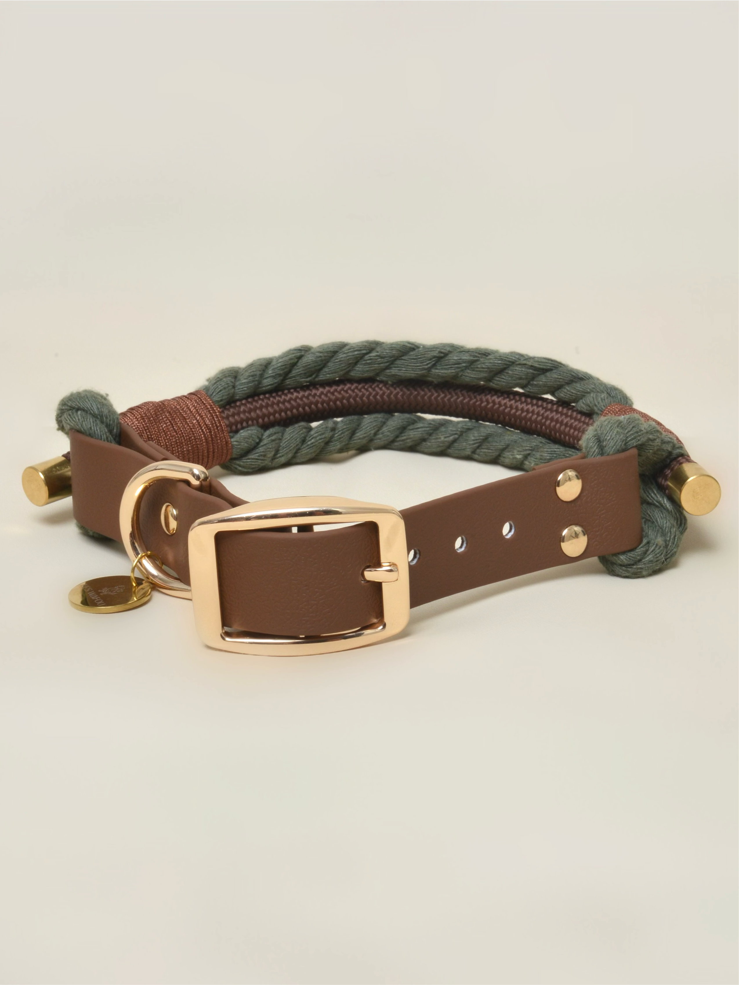 Collier tressé pour chien - Vert kaki
