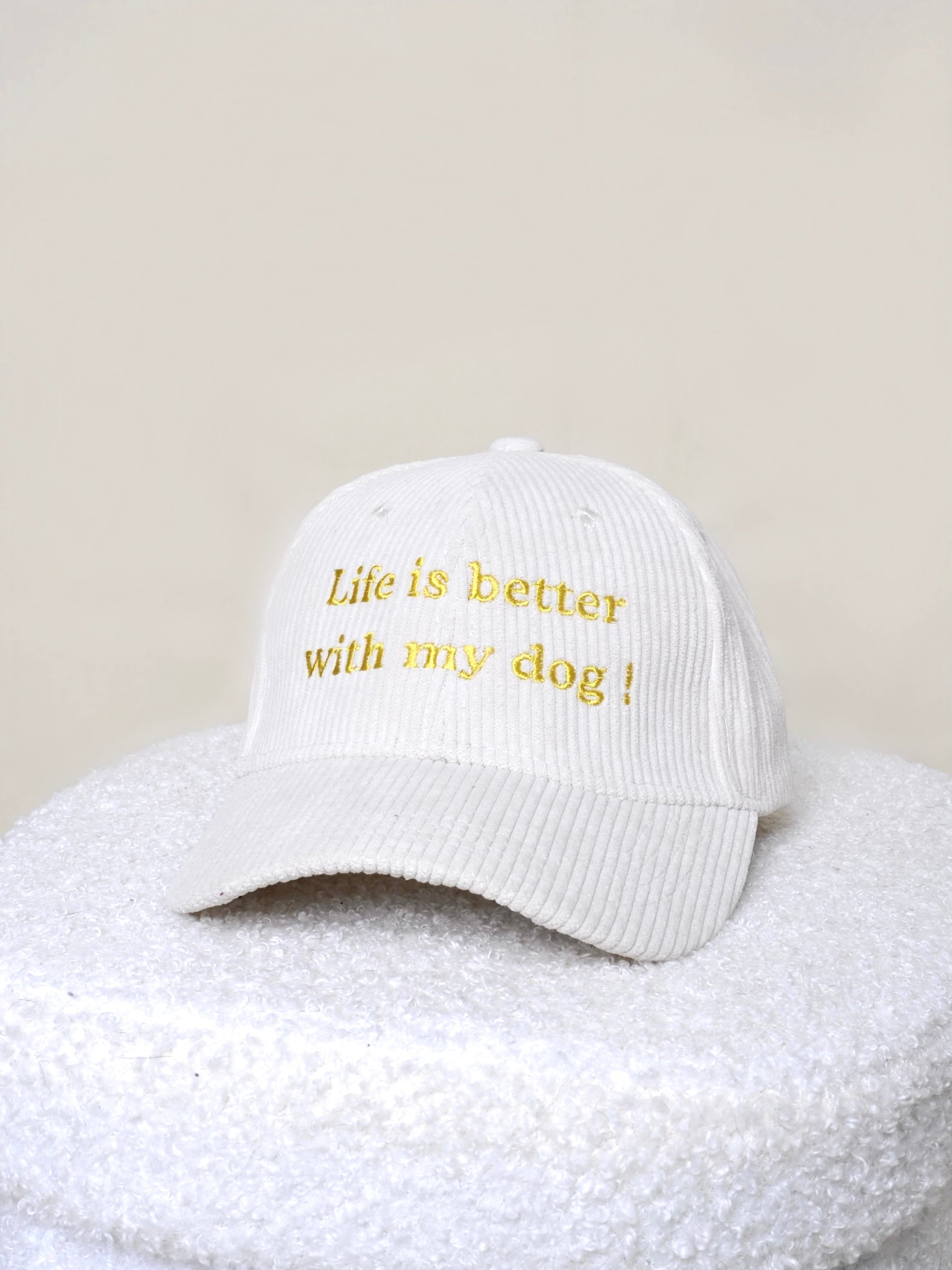 Casquettes personnalisables - Velours côtelé crème