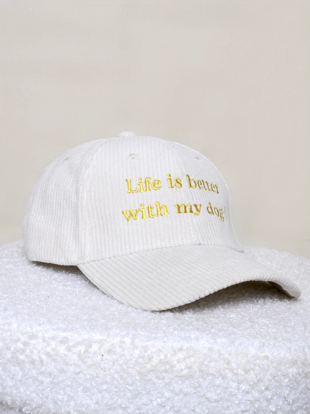 Casquettes personnalisables - Velours côtelé crème