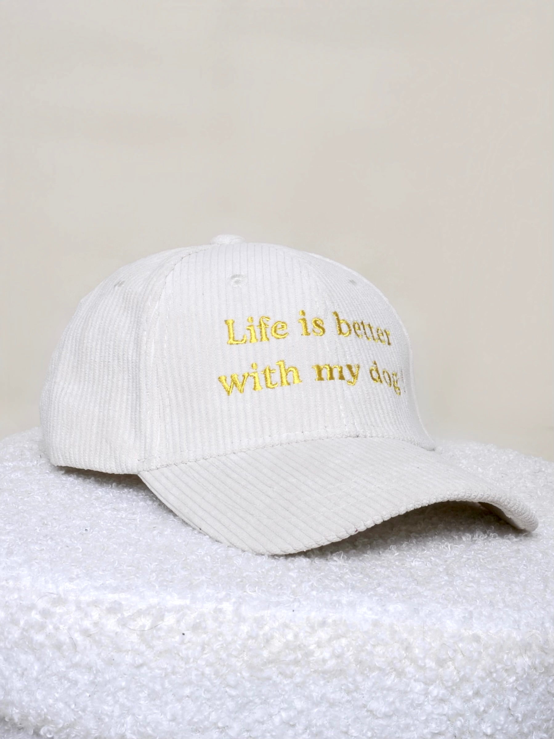 Casquettes personnalisables - Velours côtelé crème