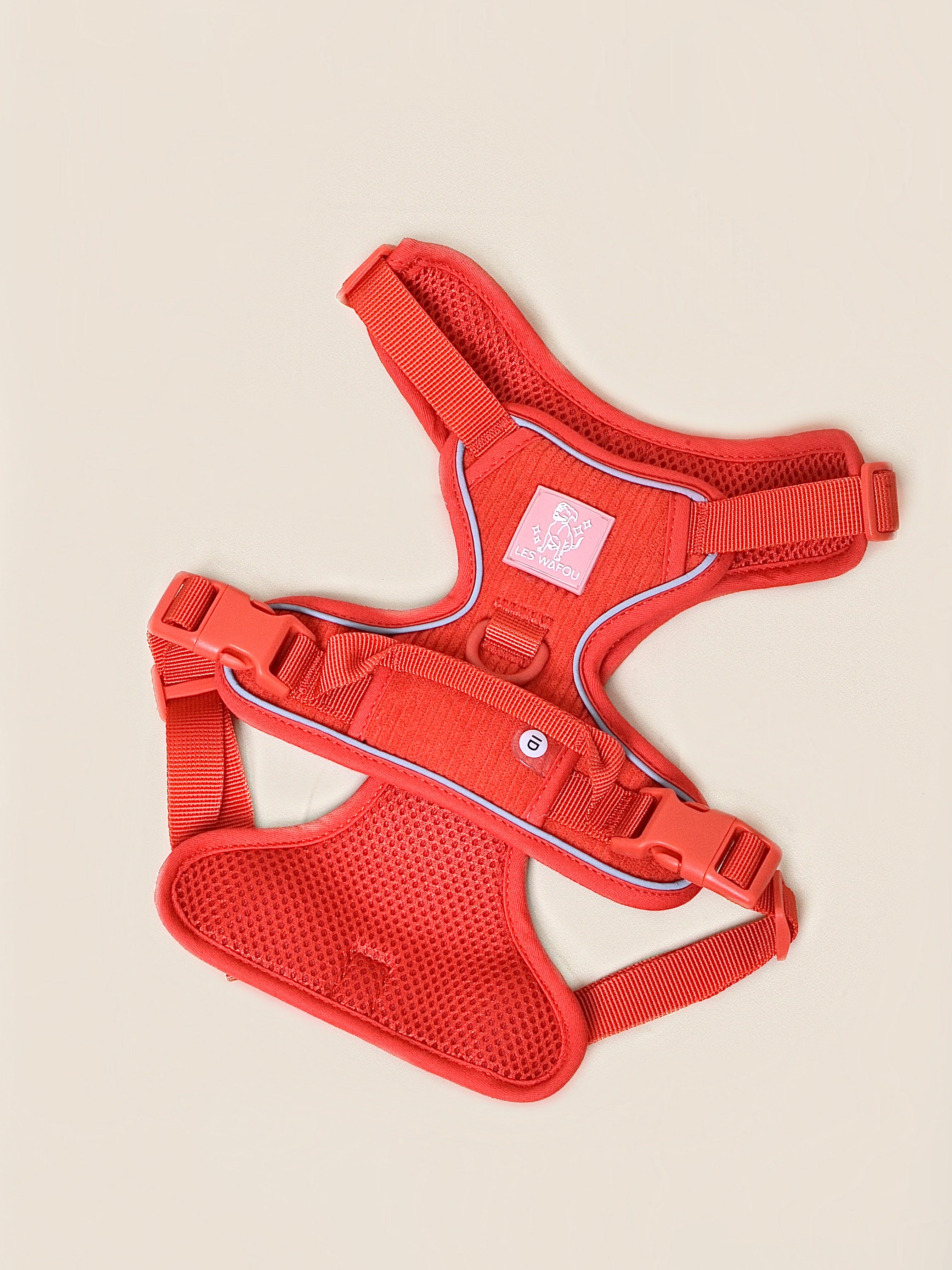 Harnais pour chien velours côtelé - Rouge