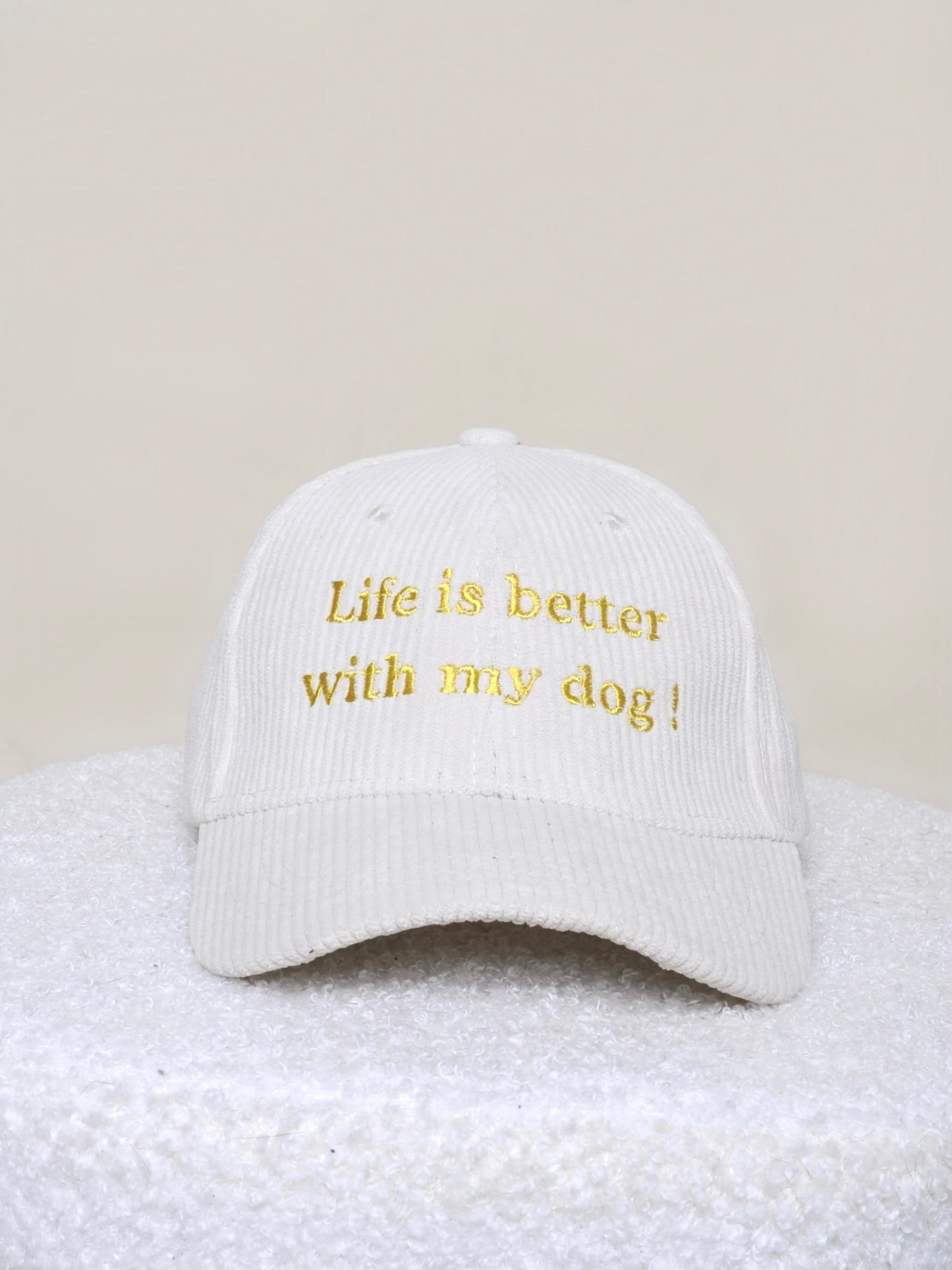Casquettes personnalisables - Velours côtelé crème