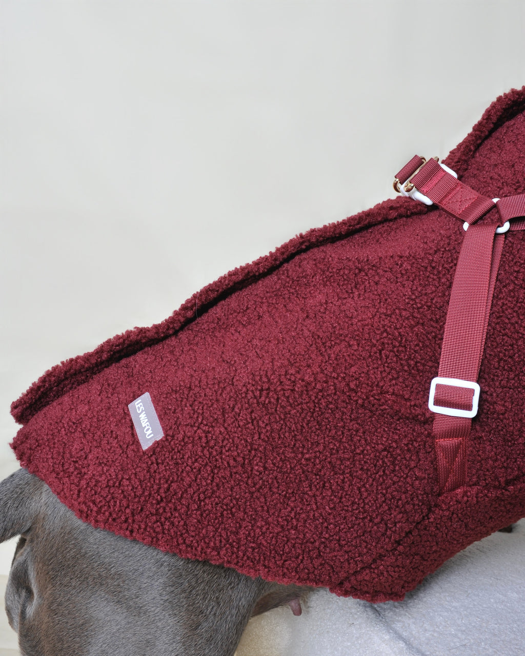Manteau moumoute pour chien - Rouge bordeaux